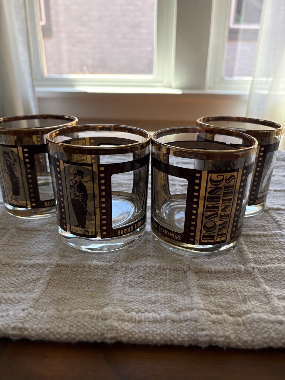Roaring Twenties Gold Rim Glass Tumblers - Set of 4